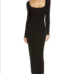 Skims Lounge Ribbed Long Sleeve Maxi Dress